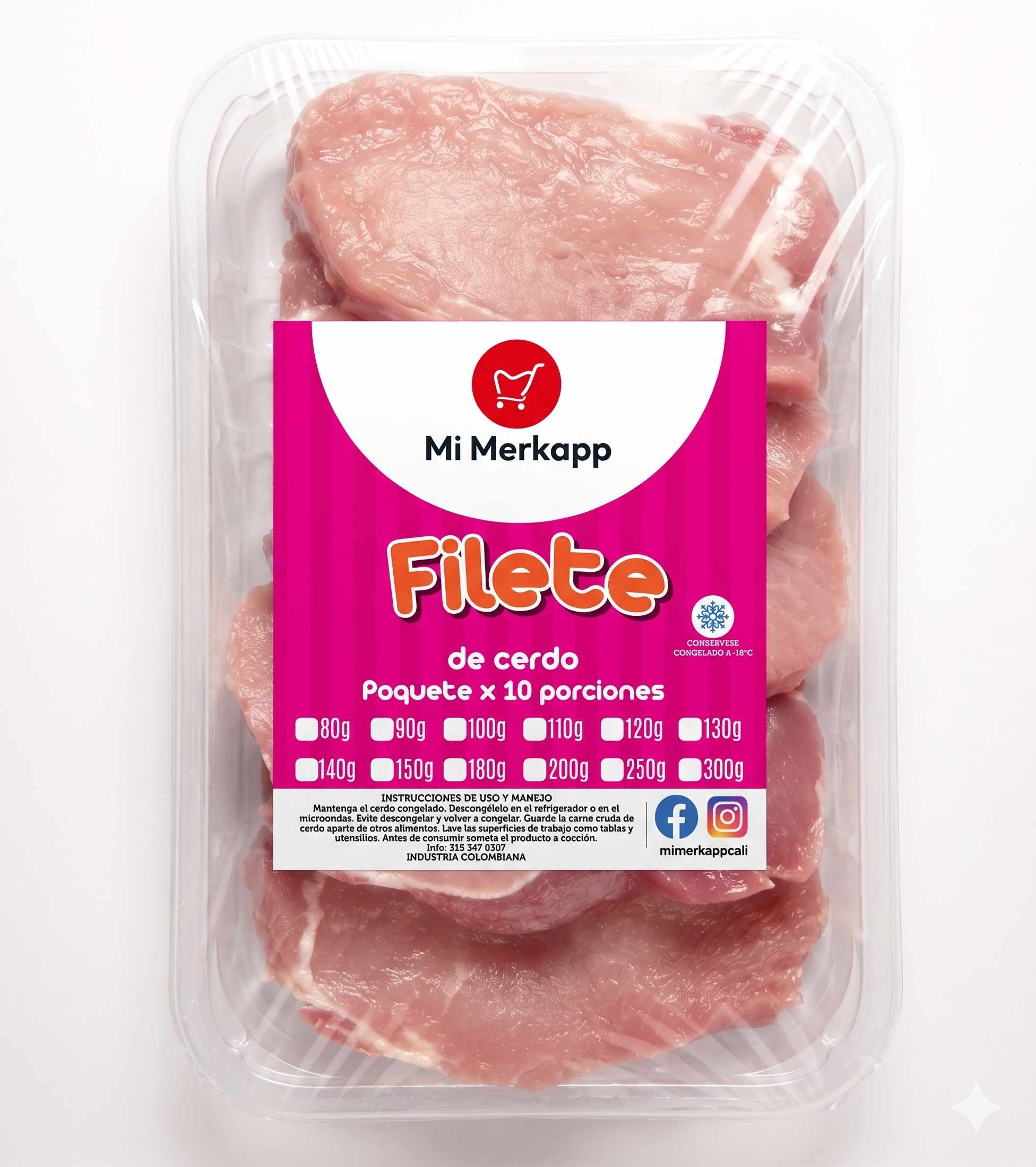 LOMO CERDO FILETE*120g X10und